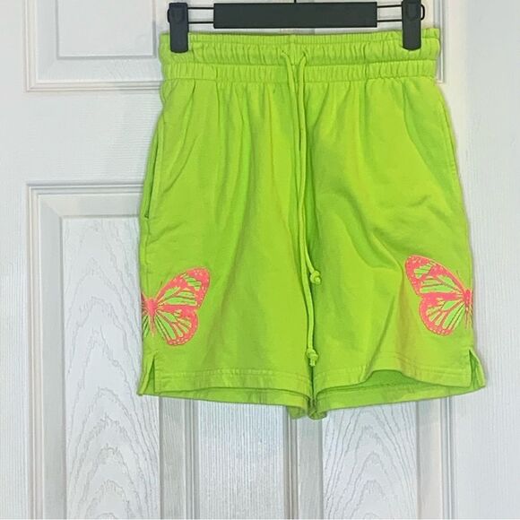 Frankie's Bikinis Burl Grass Green Butterfly Print Sweatshorts Women's Medium M - Picture 9 of 10